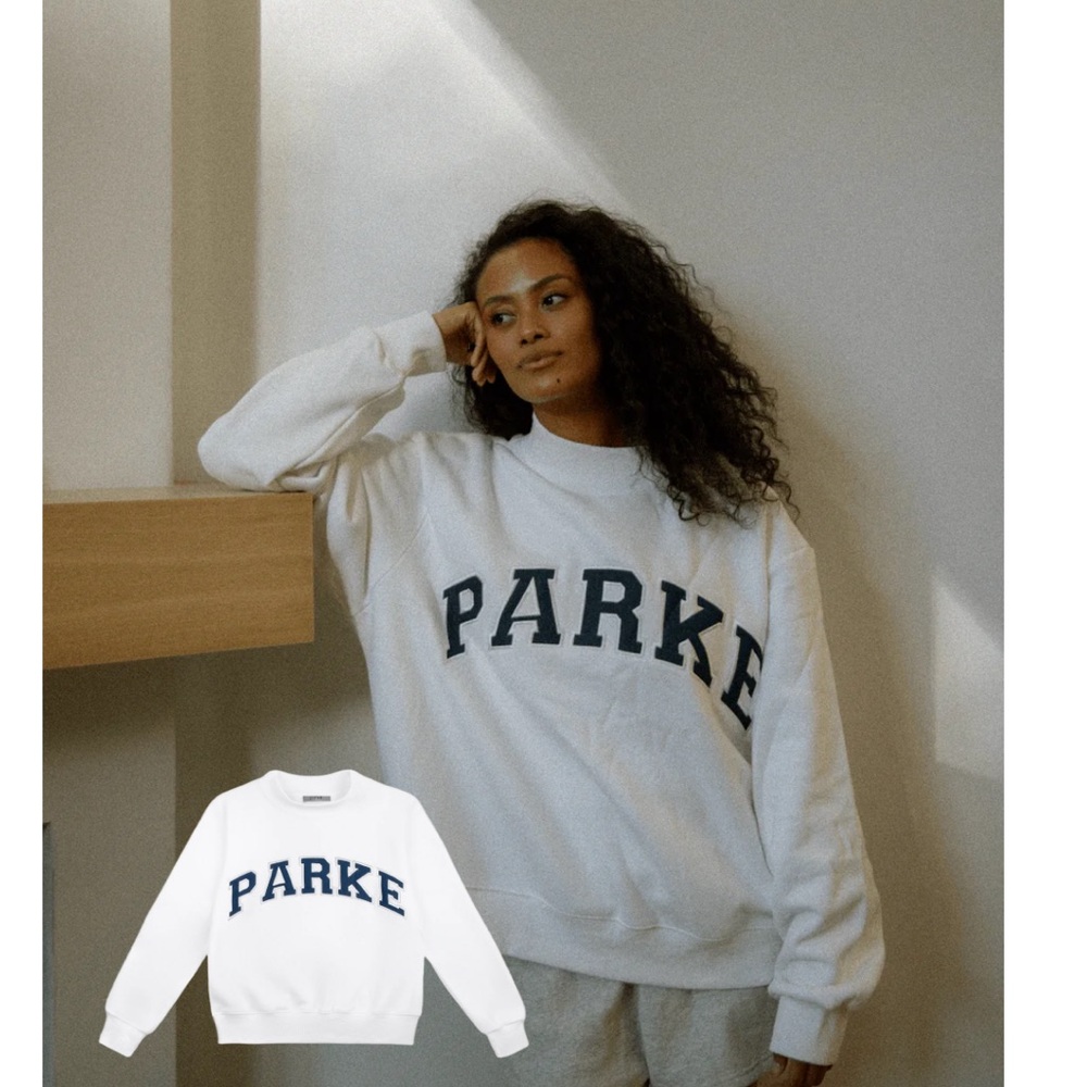 Parke Women's White and Navy Mock Neck